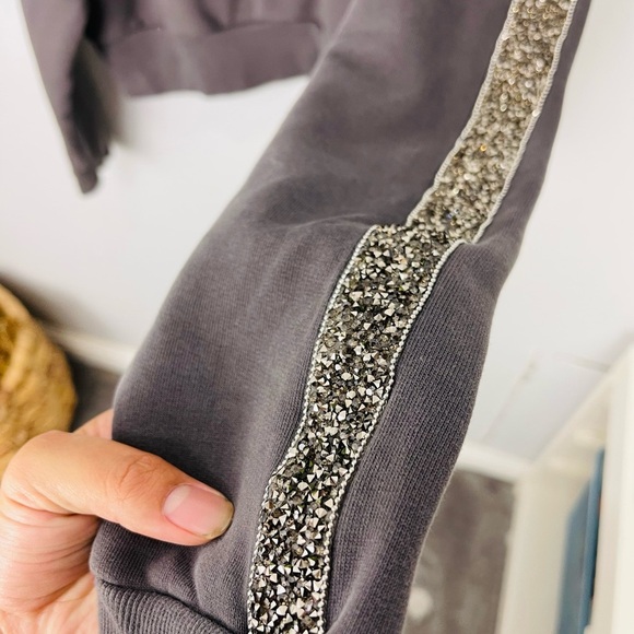 Zara Crystal Details Pullover Charcoal Grey Sweatshirt - Picture 4 of 8